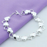 925 Sterling Silver Hollow Heart Bracelet for Woman Wedding Party Jewelry Gift