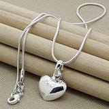 925 Sterling Silver Small Heart Pendant Necklace 16-30 Inch Snake Chain