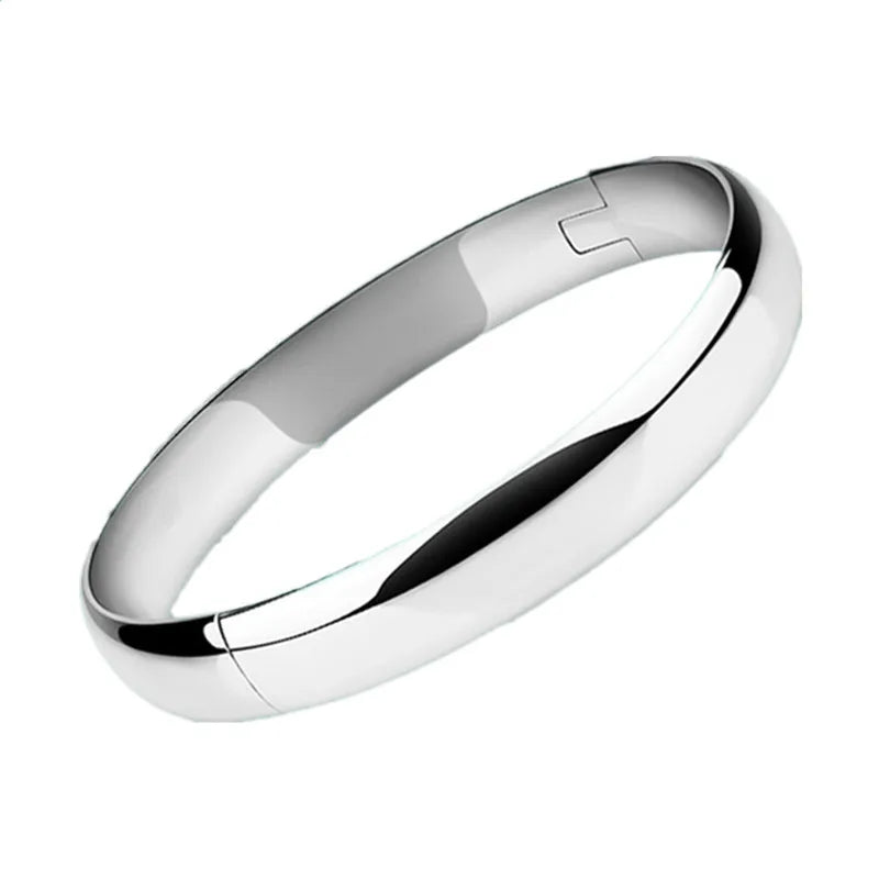 925 Sterling Silver Solid Smooth Bracelet Bangles For Women Men Charm