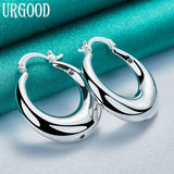 925 Silver U Circle Hoop Earrings Party Wedding Jewelry Gift