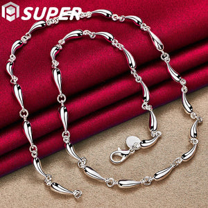 925 Silver Water Drop Chain Necklace Wedding Engagement Party Charm Jewelry