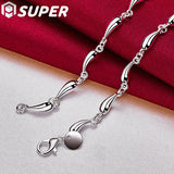 925 Silver Water Drop Chain Necklace Wedding Engagement Party Charm Jewelry