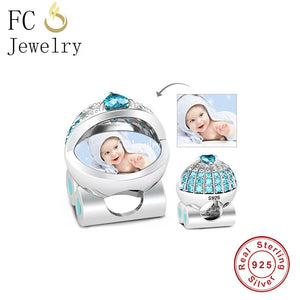 925 Silver Pram Photo Bead Fit Pan Charms Bracelet For Women