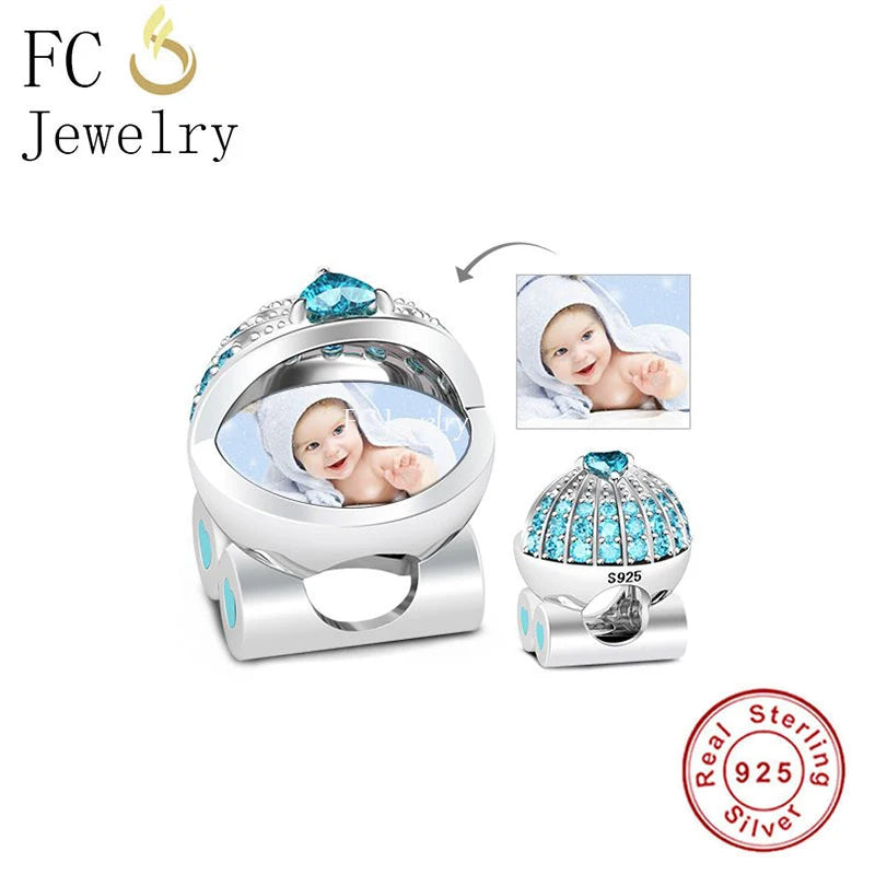 925 Silver Pram Photo Bead Fit Pan Charms Bracelet For Women