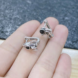 925 Silver Space Astronaut Rocket Stud Earrings Asymmetric Small Women Jewelry