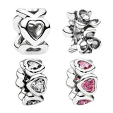 925 Silver Spacer Charms Beads Hearts Star Eternity Separators DIY Jewelry