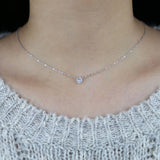 925 Silver CZ Round Charm Necklace