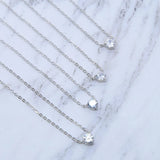 925 Silver CZ Round Charm Necklace