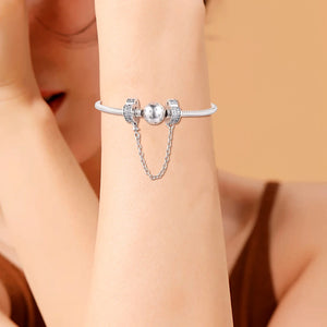 925 Silver Arcs of Love Safety Chain Clear CZ DIY Bracelet