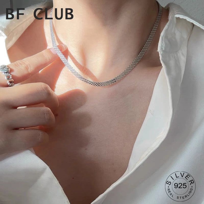 925 Silver Sparkling Chain Choker Necklace for Women