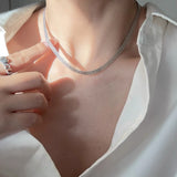 925 Silver Sparkling Chain Choker Necklace for Women