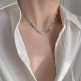 925 Silver Sparkling Chain Choker Necklace for Women