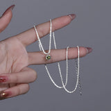 925 Silver Green Zircon Gypsophila Pendant Necklace for Women