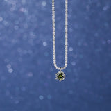 925 Silver Green Zircon Gypsophila Pendant Necklace for Women