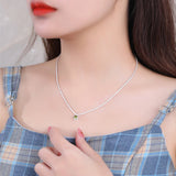 925 Silver Green Zircon Gypsophila Pendant Necklace for Women