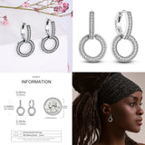 925 Silver Three Row Inlay Earrings Starry Sky Jewelry Wedding Gift