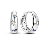 925 Silver Three Row Inlay Earrings Starry Sky Jewelry Wedding Gift