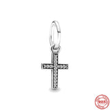 925 Silver Cross Safety Chain Charm Bead For Bracelet