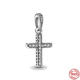 925 Silver Cross Safety Chain Charm Bead For Bracelet