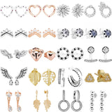 925 Silver Crown Daisy Flower Tiara Wishbone Earrings