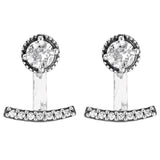 925 Silver Crown Daisy Flower Tiara Wishbone Earrings