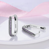 925 Silver Double Big Hoop Earrings Square Heart Pave Stud Earring