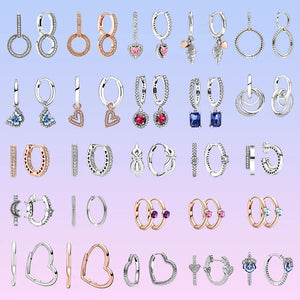 925 Silver Double Hoop Earrings Sparkling Women's Jewelry