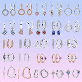 925 Silver Double Hoop Earrings Sparkling Women's Jewelry