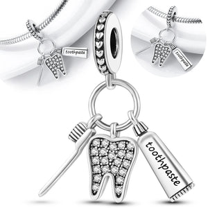 925 Silver Family Tree Dangle Charm Bead for Bracelet Pendant