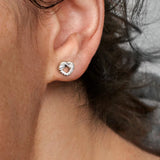 925 Silver Heart Knot Stud Earrings, Sparkling Freehand Design
