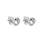 925 Silver Heart Knot Stud Earrings, Sparkling Freehand Design