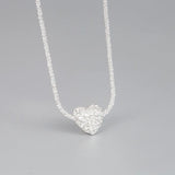 925 Silver Heart Chain Choker Necklace Sparkling Women Fine Jewelry