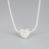 925 Silver Heart Chain Choker Necklace Sparkling Women Fine Jewelry