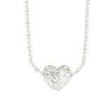 925 Silver Heart Chain Choker Necklace Sparkling Women Fine Jewelry