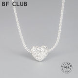 925 Silver Heart Chain Choker Necklace Sparkling Women Fine Jewelry