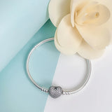 925 Silver Heart Clasp Snake Chain Bracelet for Charms Making