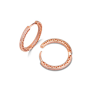 925 Silver Sparkling Hearts Hoop Earrings Brincos Women Jewelry