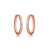 925 Silver Sparkling Hearts Hoop Earrings Brincos Women Jewelry