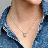 925 Silver Sparkling Cluster Drop Necklace for Women Birthday Year