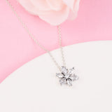 925 Silver Sparkling Herbarium Cluster Pendant Necklace Crystal Chain Women