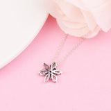 925 Silver Sparkling Herbarium Cluster Pendant Necklace Crystal Chain Women