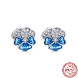 925 Silver Heart Hoop Earrings Sparkling Circled Studs Fine Jewelry For Girls