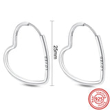 925 Silver Heart Hoop Earrings Sparkling Circled Studs Fine Jewelry For Girls