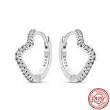 925 Silver Heart Hoop Earrings Sparkling Circled Studs Fine Jewelry For Girls