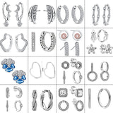 925 Silver Heart Hoop Earrings Sparkling Circled Studs Fine Jewelry For Girls