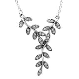 925 Silver Sparkling Leaves Forget-me-not Blooms Herbarium Cluster Drop Necklace