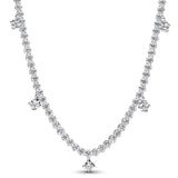925 Silver Sparkling Leaves Forget-me-not Blooms Herbarium Cluster Drop Necklace