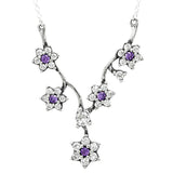925 Silver Sparkling Leaves Forget-me-not Cluster Drop Necklace