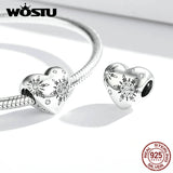 925 Silver Love Wings Charm Snowflake Heart Bead Bracelet Women Jewelry