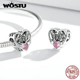 925 Silver Love Wings Charm Snowflake Heart Bead Bracelet Women Jewelry